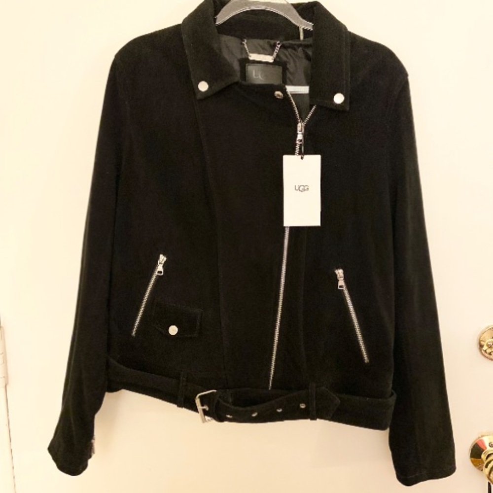 Brand New Black Suede Ugg Stacey Moto Jacket Size XL